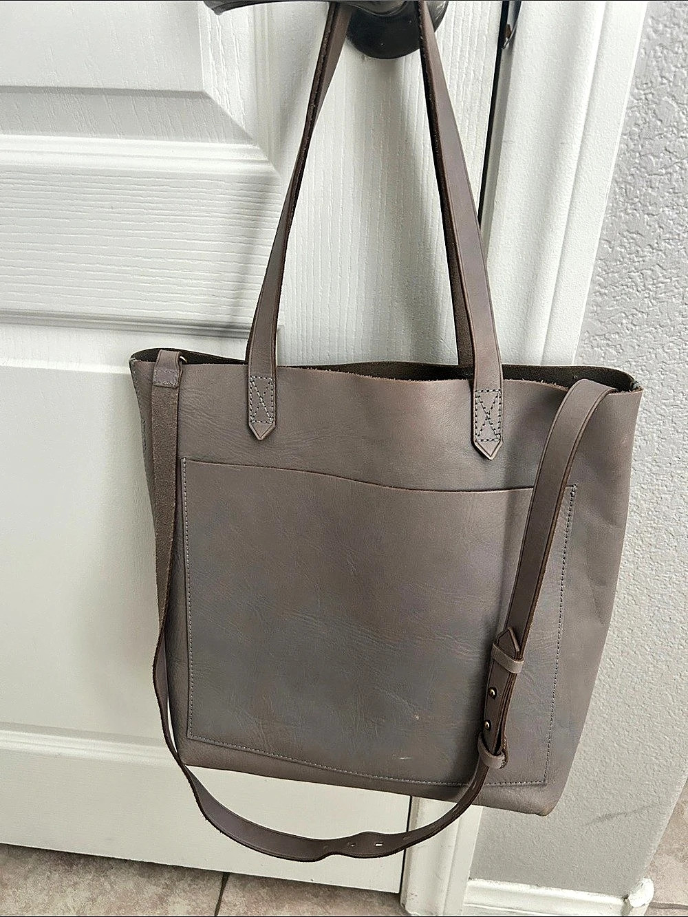 Madewell Leather Tote in Gray